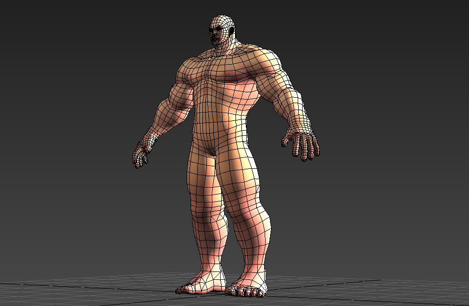 强壮的男法师游戏基础人体裸模四边形布线3d模型下载插图2