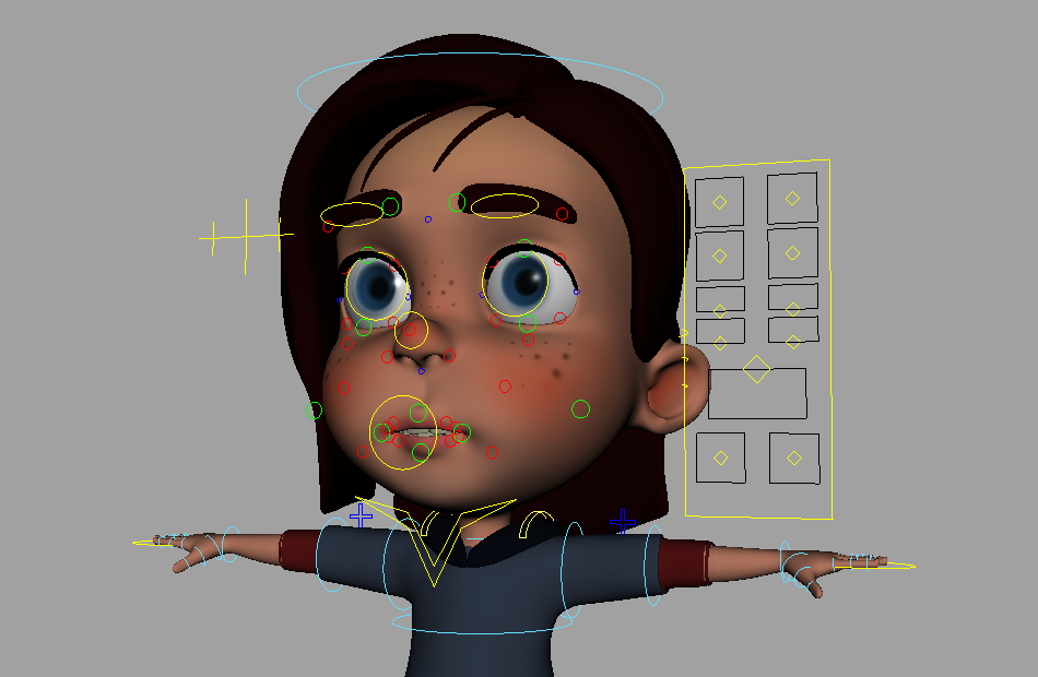 大眼睛小女孩圆脸蛋可爱萌妹子Q版人物角色maya绑定模型插图2