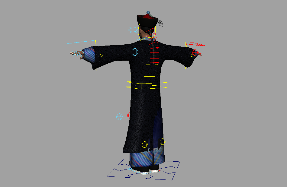 中国清朝时期官员服装古代文官人物maya绑定模型插图2