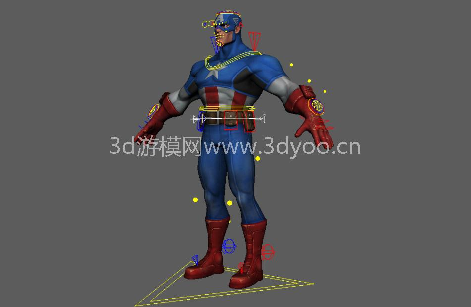 美国队长CaptainAmerica_RIG科幻超级英雄人物maya绑定模型插图1