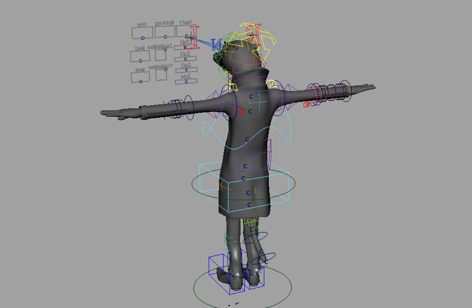 卡通黄鼠狼HuangShuLang_setup先生maya绑定模型下载插图2