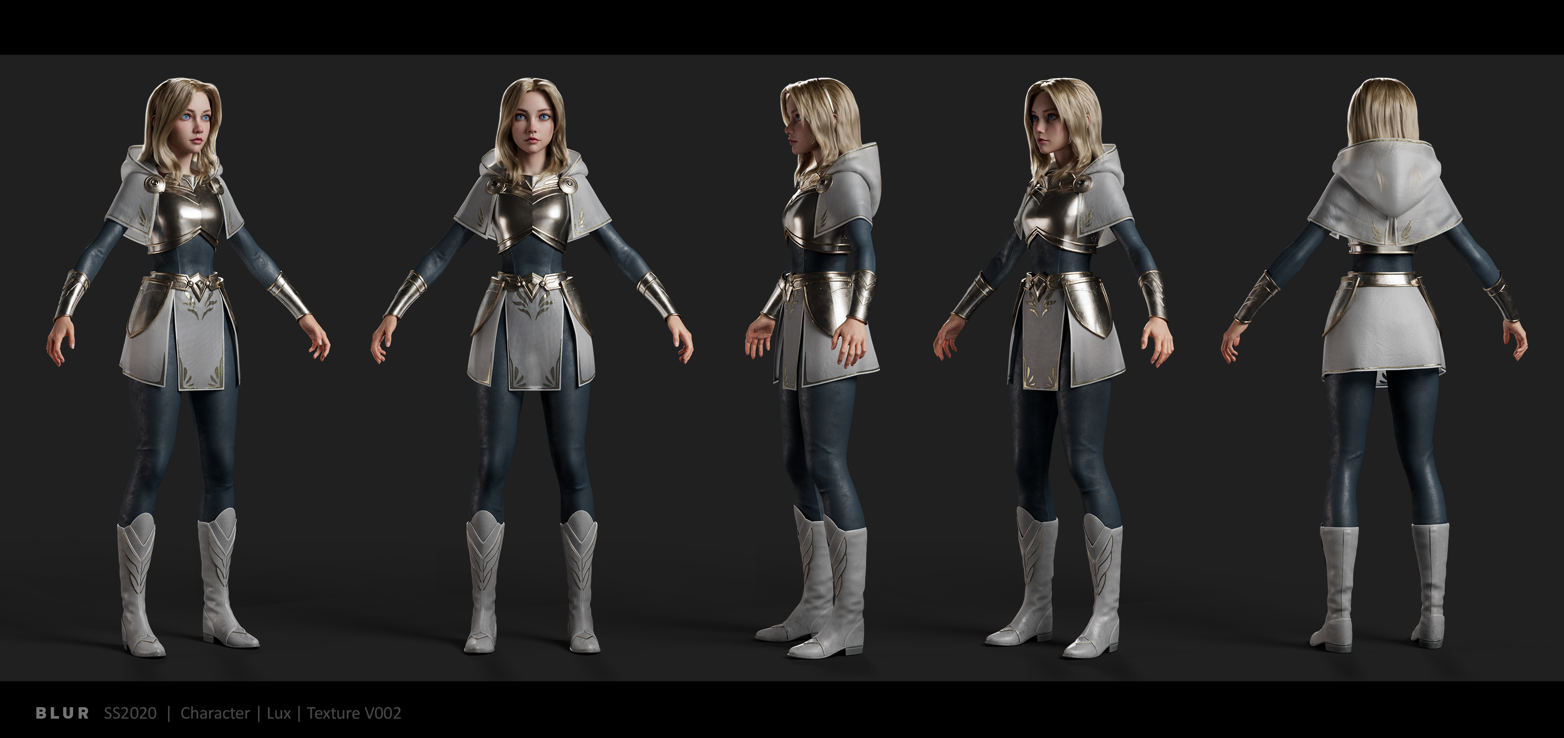 漂亮的女骑士Lux_Face中世纪女战士3d次世代游戏模型下载插图1