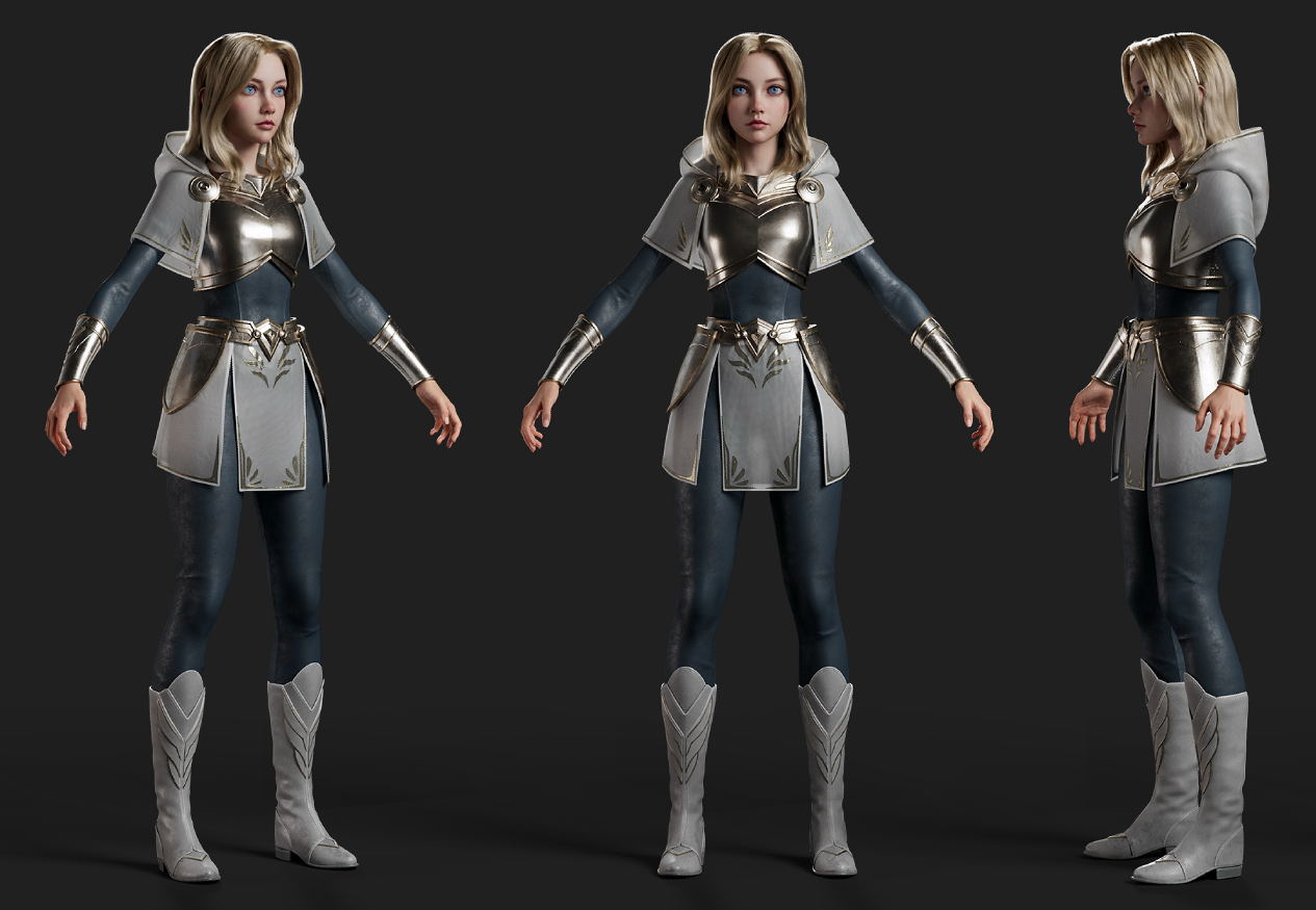 漂亮的女骑士Lux_Face中世纪女战士3d次世代游戏模型下载插图3