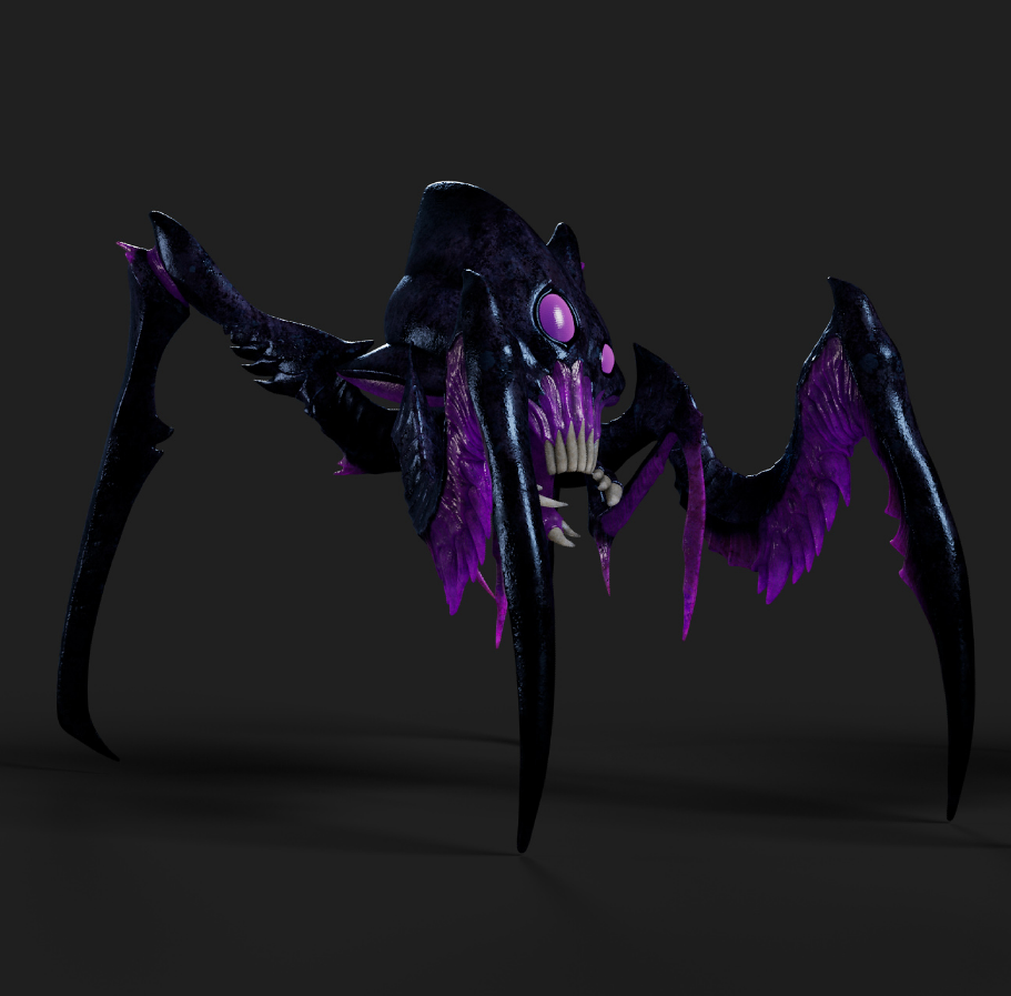 恐怖的紫色蜘蛛怪物Voidling3d次世代游戏模型下载插图