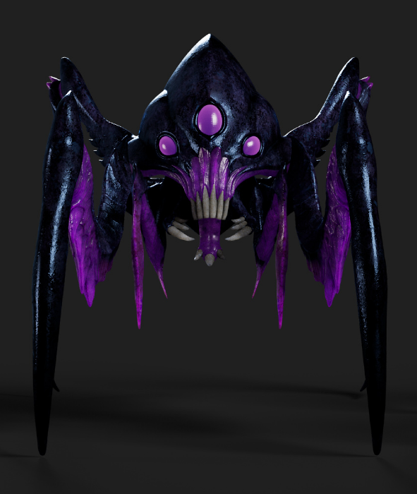 恐怖的紫色蜘蛛怪物Voidling3d次世代游戏模型下载插图1