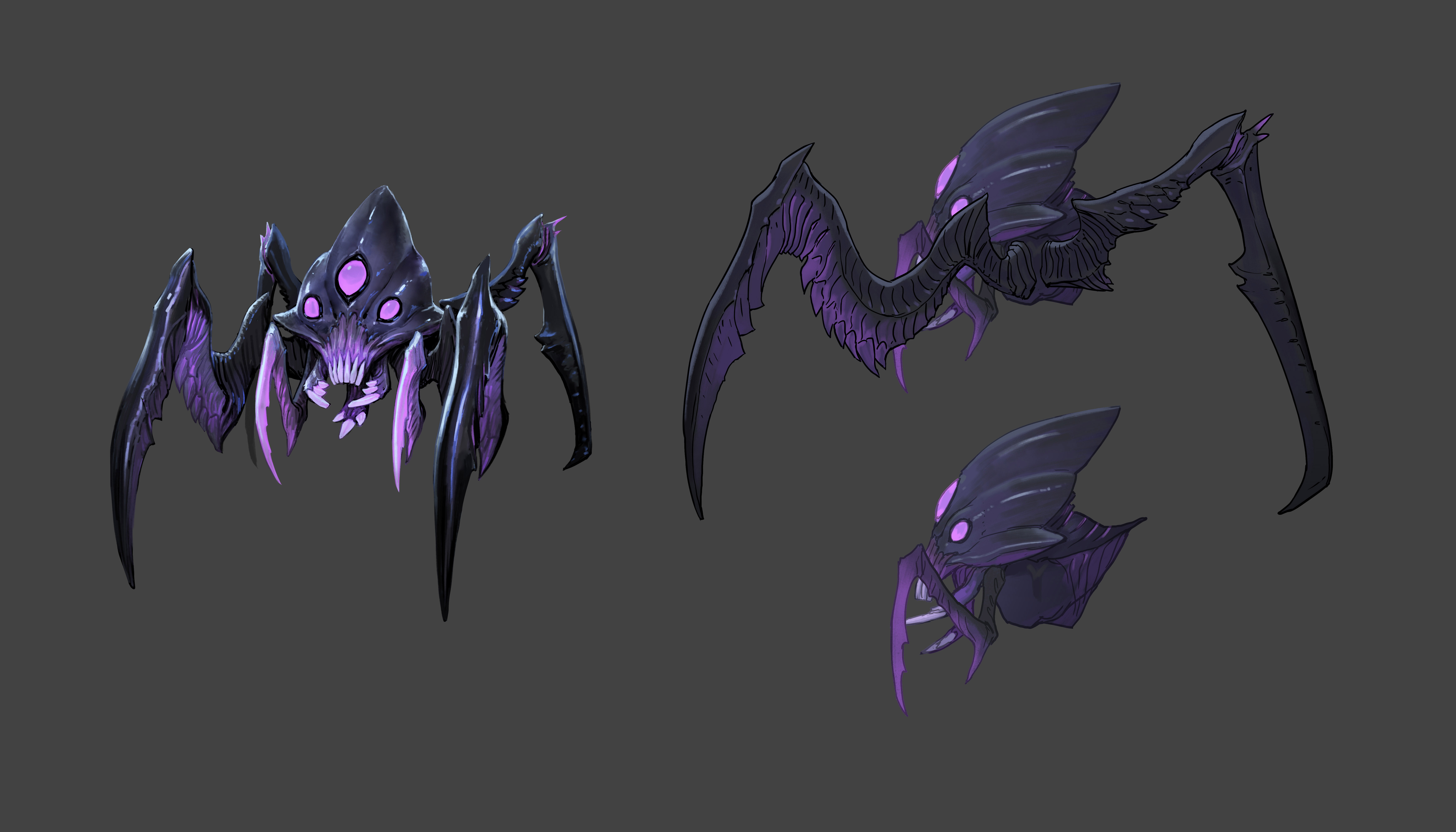 恐怖的紫色蜘蛛怪物Voidling3d次世代游戏模型下载插图3
