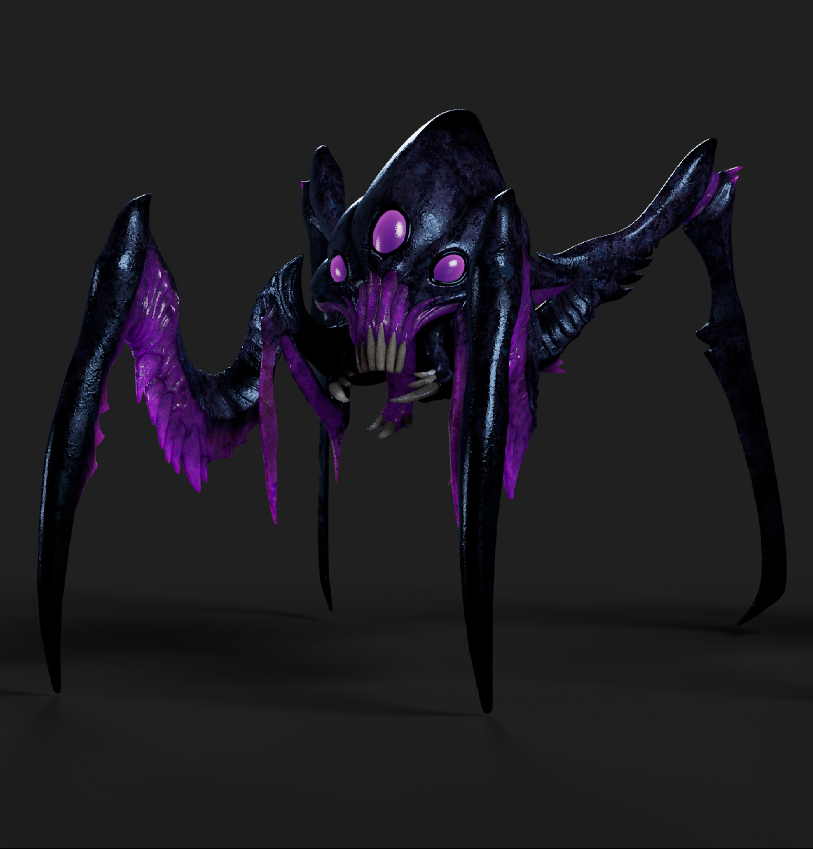 恐怖的紫色蜘蛛怪物Voidling3d次世代游戏模型下载插图2