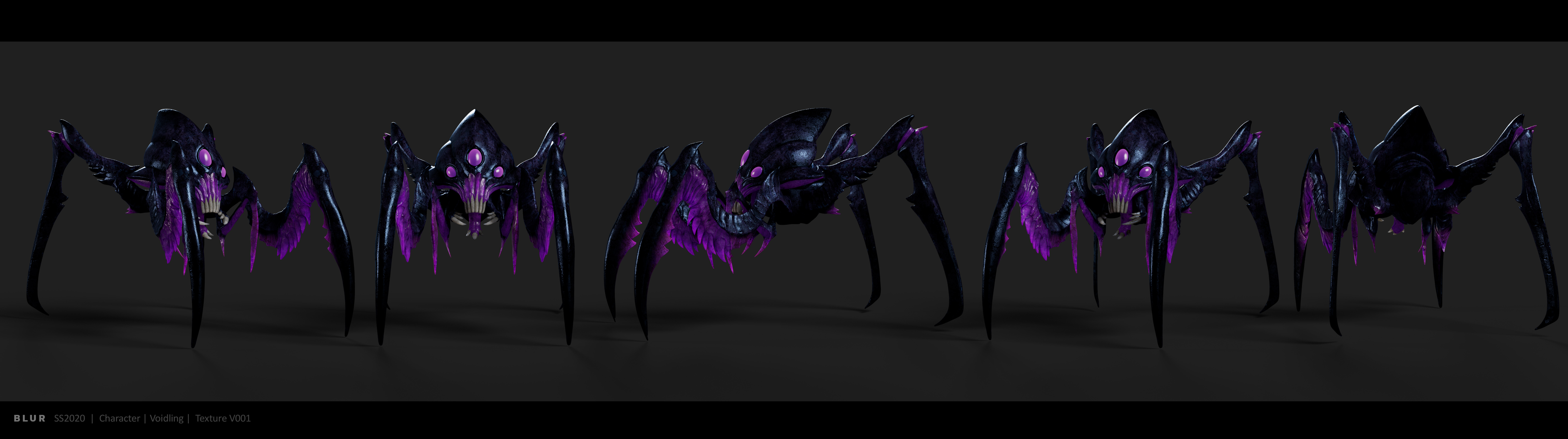 恐怖的紫色蜘蛛怪物Voidling3d次世代游戏模型下载插图4