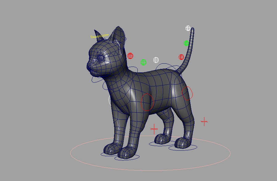 手绘风格可爱的小猫咪maya绑定模型下载插图