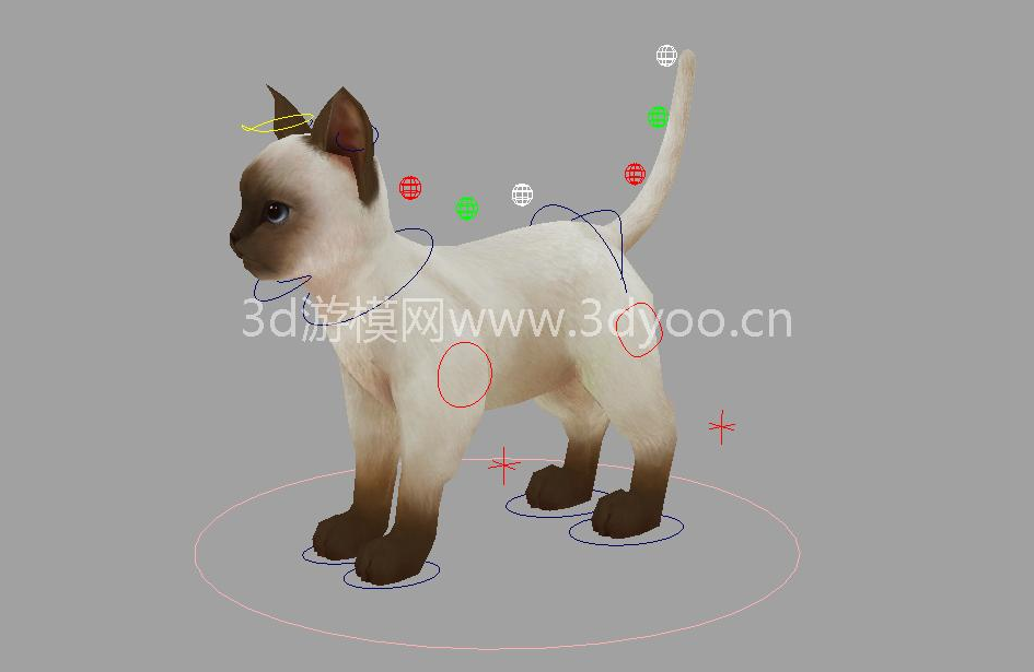 手绘风格可爱的小猫咪maya绑定模型下载插图1