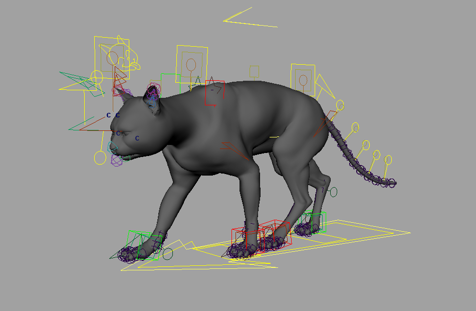 非常棒的黑猫maya走路动作动画绑定模型下载插图