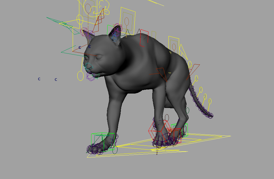 非常棒的黑猫maya走路动作动画绑定模型下载插图1