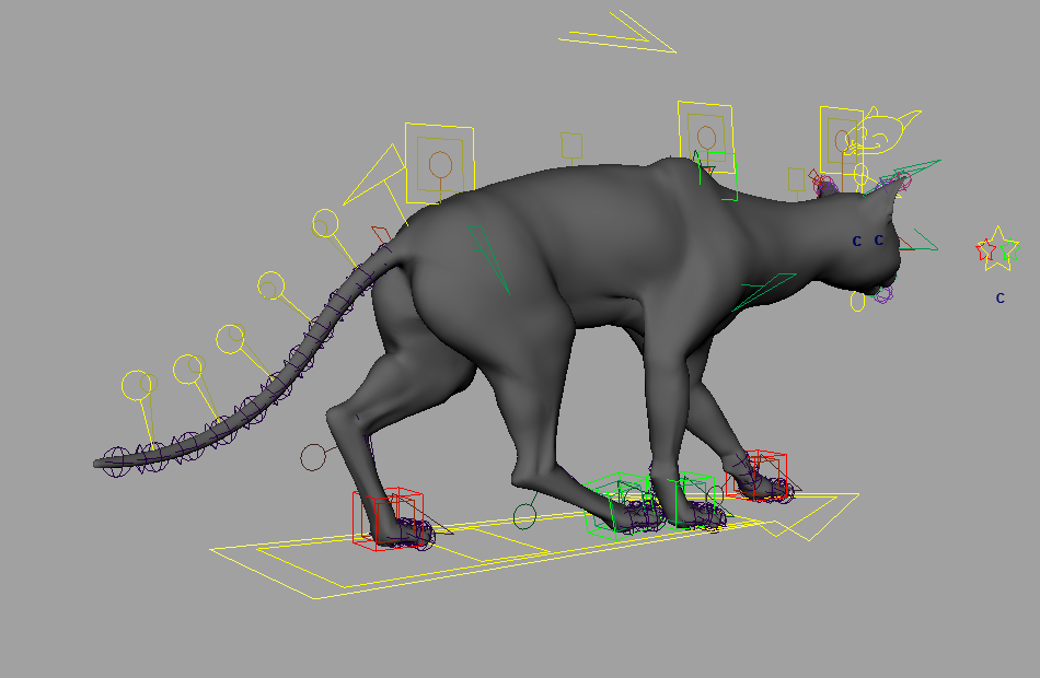 非常棒的黑猫maya走路动作动画绑定模型下载插图2