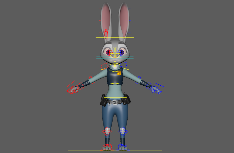 长耳朵兔子警官JudyHops卡通动物角色maya绑定动画动作表情模型下载插图