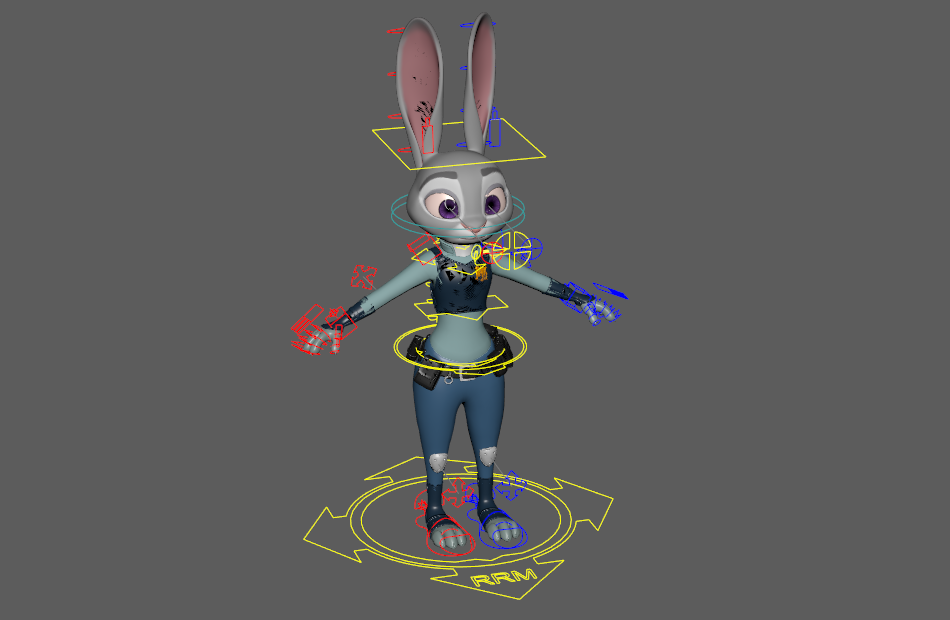 长耳朵兔子警官JudyHops卡通动物角色maya绑定动画动作表情模型下载插图2
