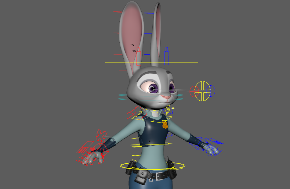 长耳朵兔子警官JudyHops卡通动物角色maya绑定动画动作表情模型下载插图5