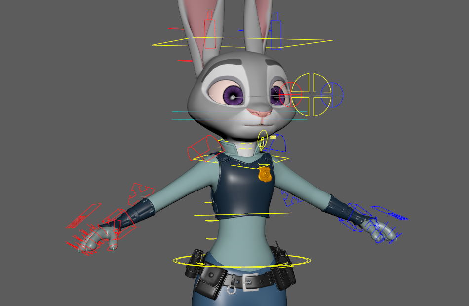 长耳朵兔子警官JudyHops卡通动物角色maya绑定动画动作表情模型下载插图4