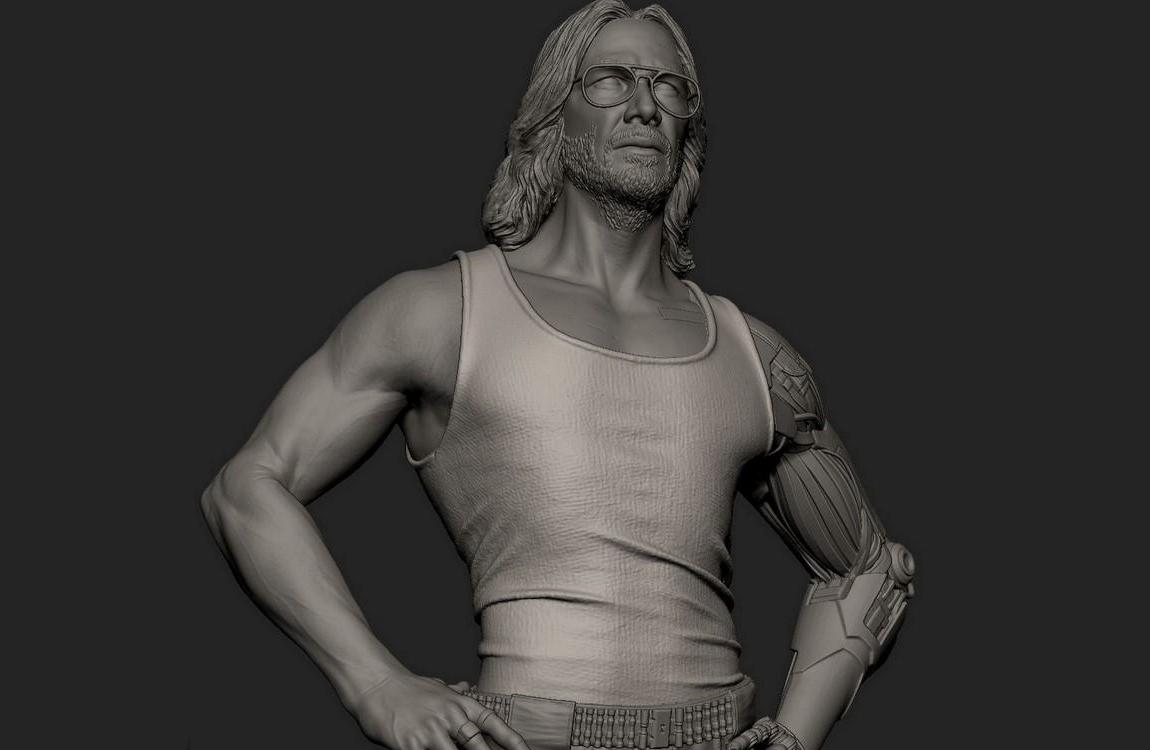 Johnny Silverhand 赛博朋克2077帅哥雕像OBJ模型下载插图