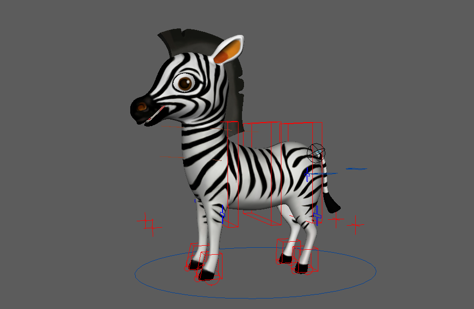 小斑马Zebra_rig卡通动物角色maya绑定模型下载插图