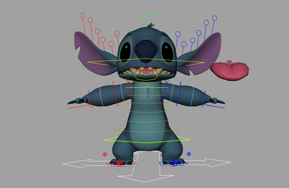 星际宝贝史迪奇Stitch动画角色maya绑定模型下载插图