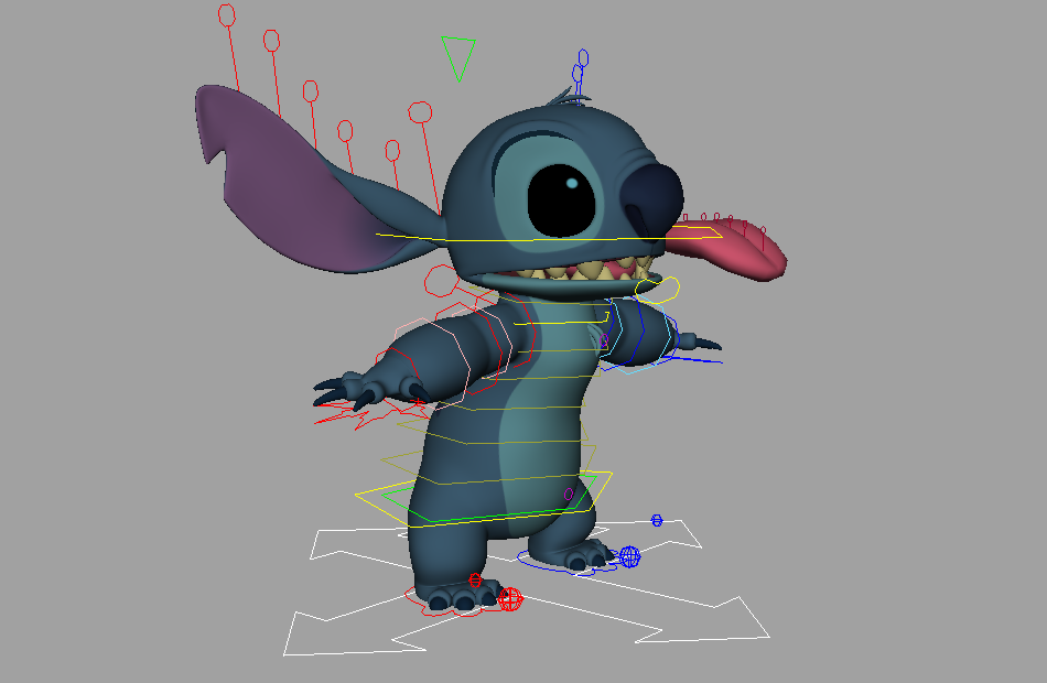 星际宝贝史迪奇Stitch动画角色maya绑定模型下载插图1