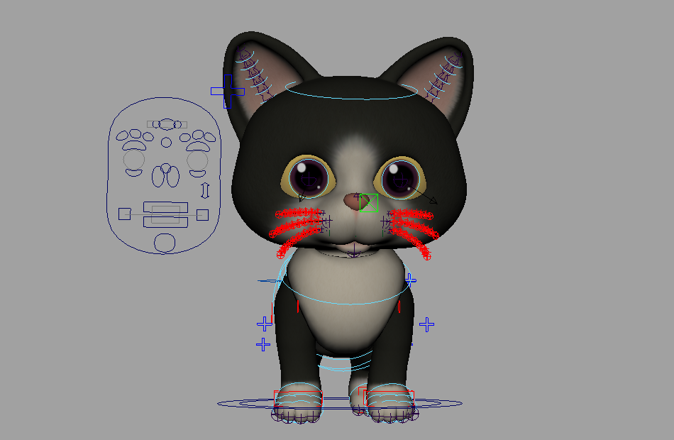 非常可爱的卡通小猫咪CH_Cat_rig+maya绑定模型下载插图