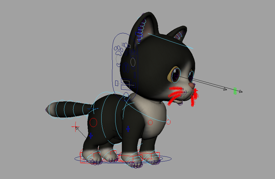 非常可爱的卡通小猫咪CH_Cat_rig+maya绑定模型下载插图1