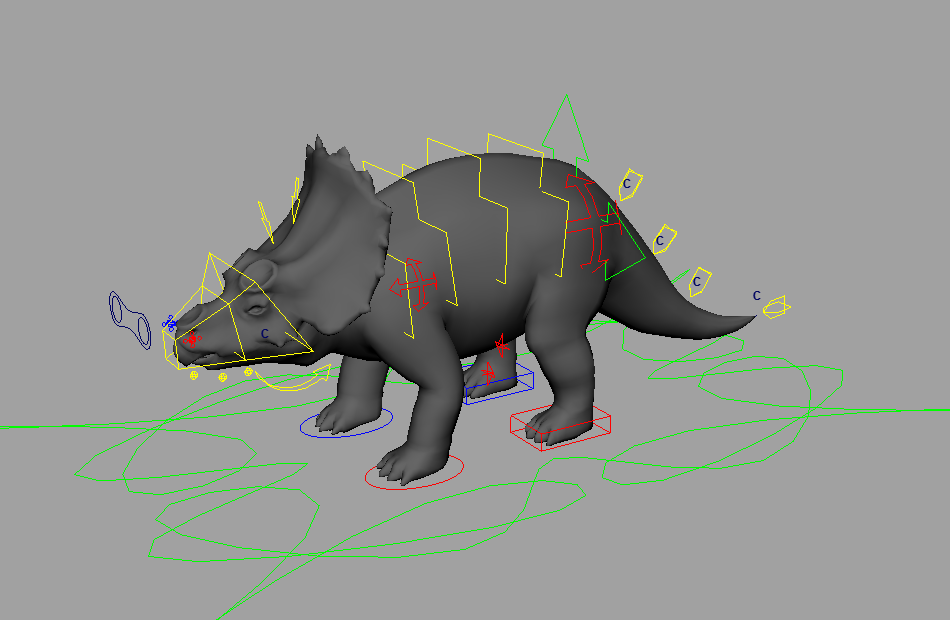 带绑定的侏罗纪三角恐龙maya模型下载插图