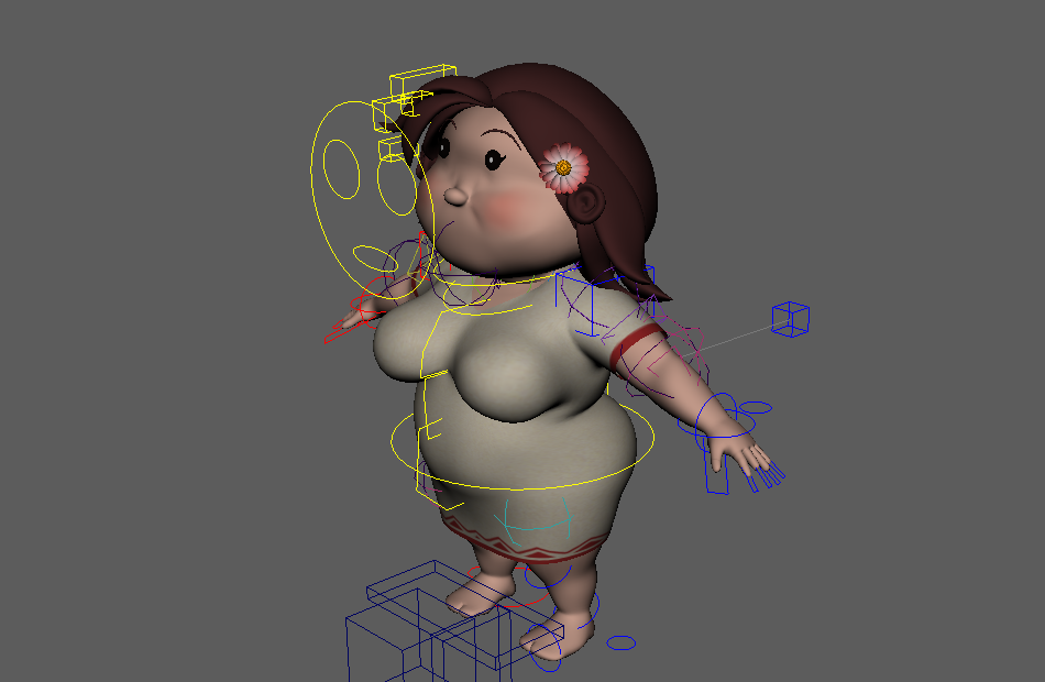 胖女人中年女人卡通大妈maya绑定模型下载插图2