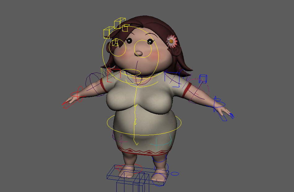 胖女人中年女人卡通大妈maya绑定模型下载插图