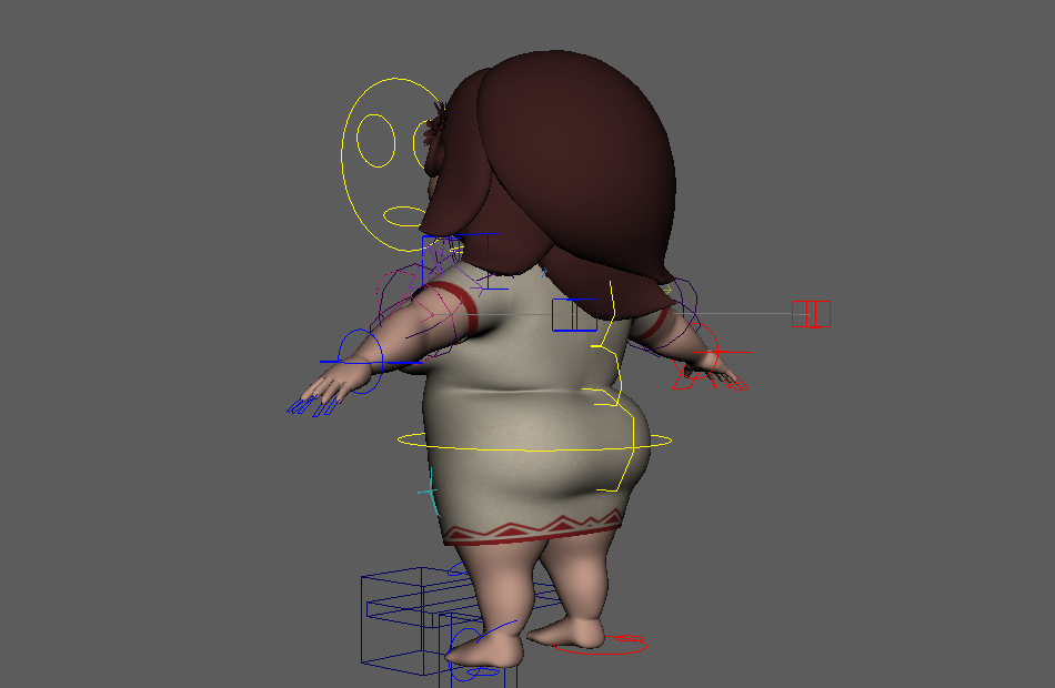 胖女人中年女人卡通大妈maya绑定模型下载插图1