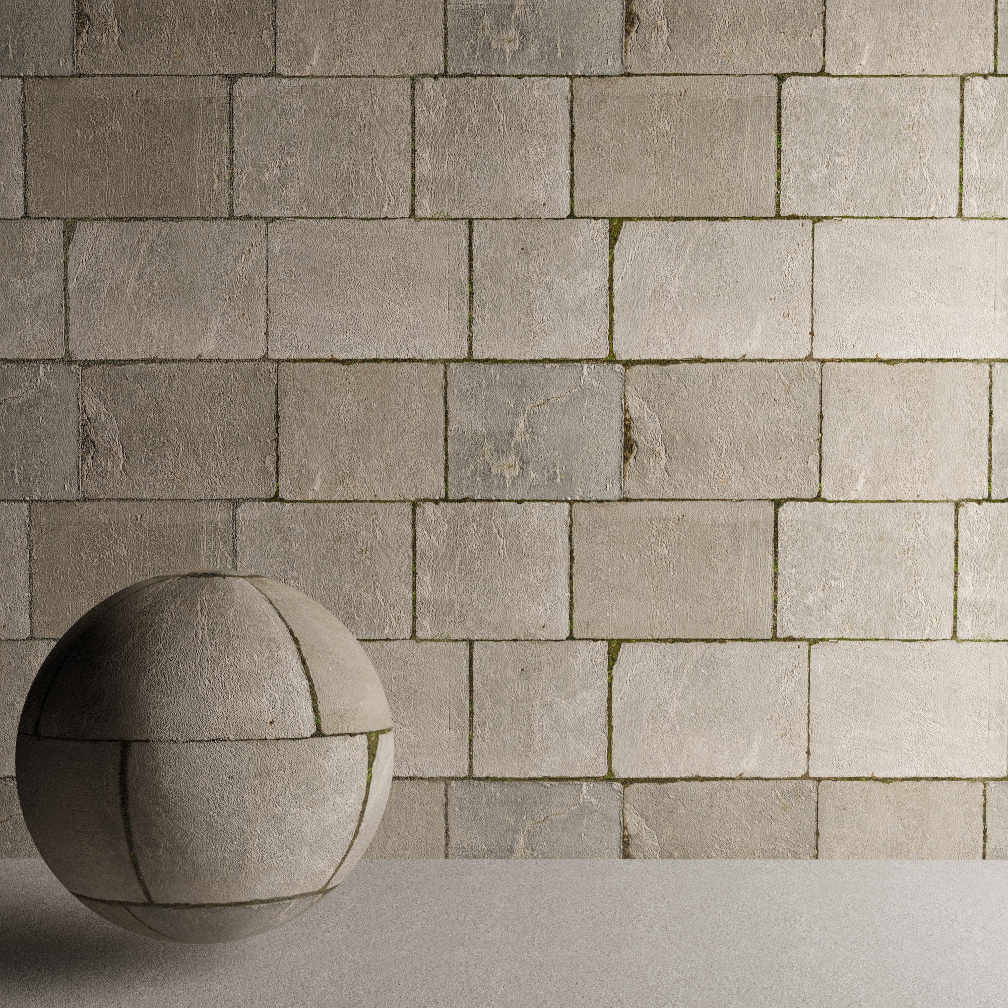 灰色青苔水泥墙砖Large gray tiles贴图材质+3d模型文件下载插图1