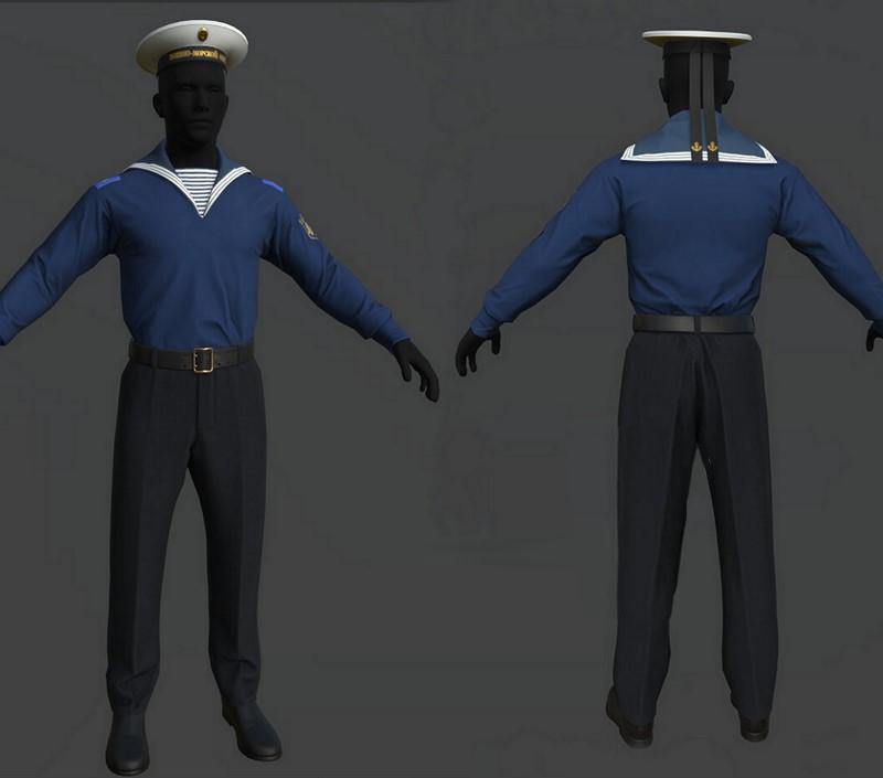 海军士兵水手服Sailor uniform海军军服3d模型下载插图
