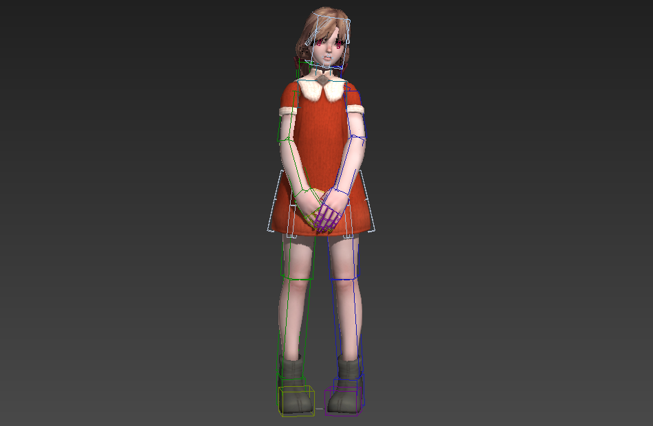 乖巧的红裙子女孩human_girl_diff游戏角色3dmax绑定模型下载插图2