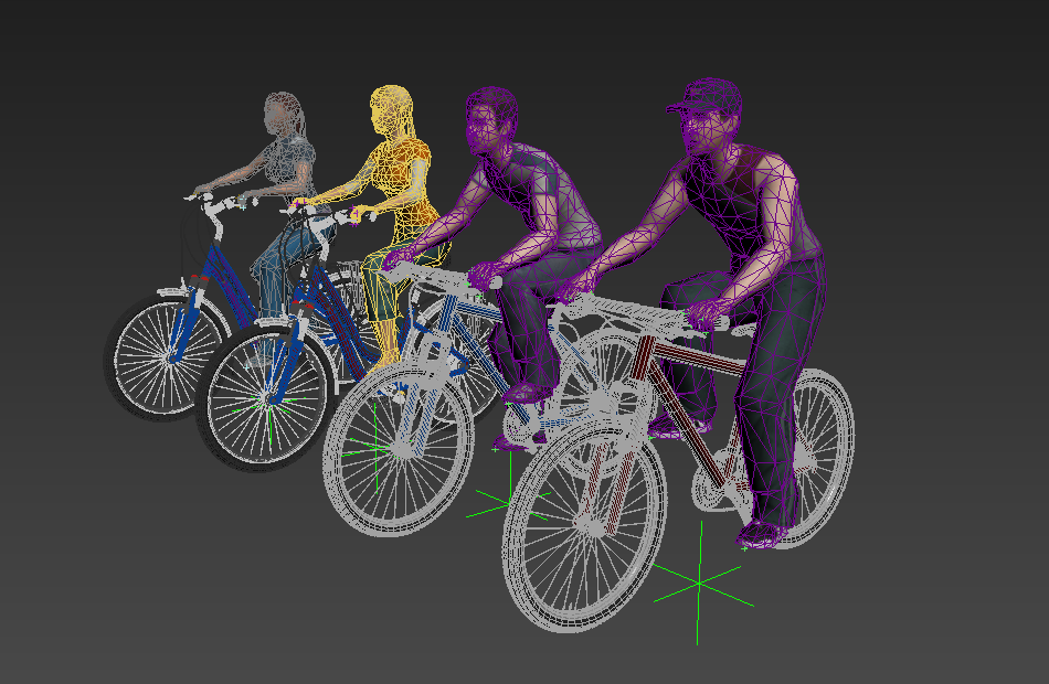 一群骑自行车的人青年男女3dmax骑车动画模型下载插图1