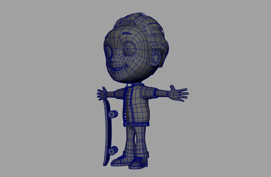 玩滑板的小男孩maya卡通人物模型下载插图1