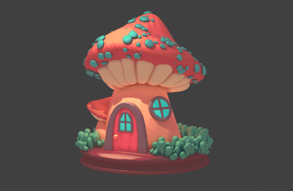 蘑菇屋mushroom-house手绘绘画风格3d场景模型下载插图