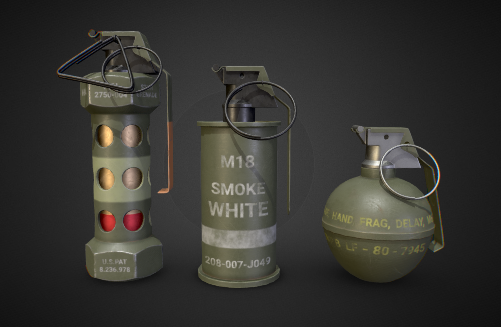 手榴弹game-ready-grenades次世代3d游戏模型下载插图