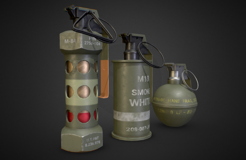 手榴弹game-ready-grenades次世代3d游戏模型下载插图2