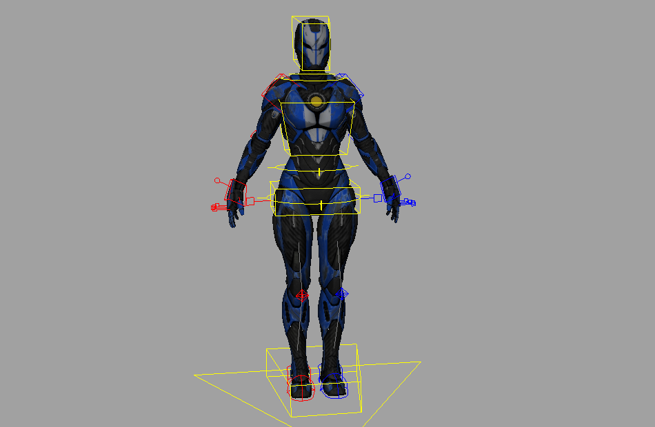 蓝色钢铁侠钢铁女孩Iron Girl机器人maya绑定模型下载插图1