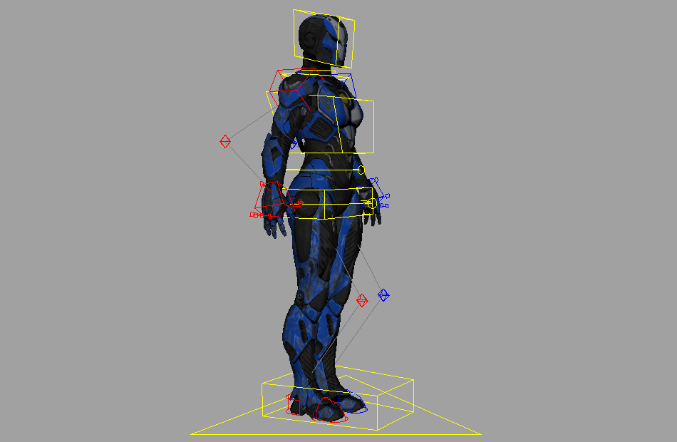 蓝色钢铁侠钢铁女孩Iron Girl机器人maya绑定模型下载插图2