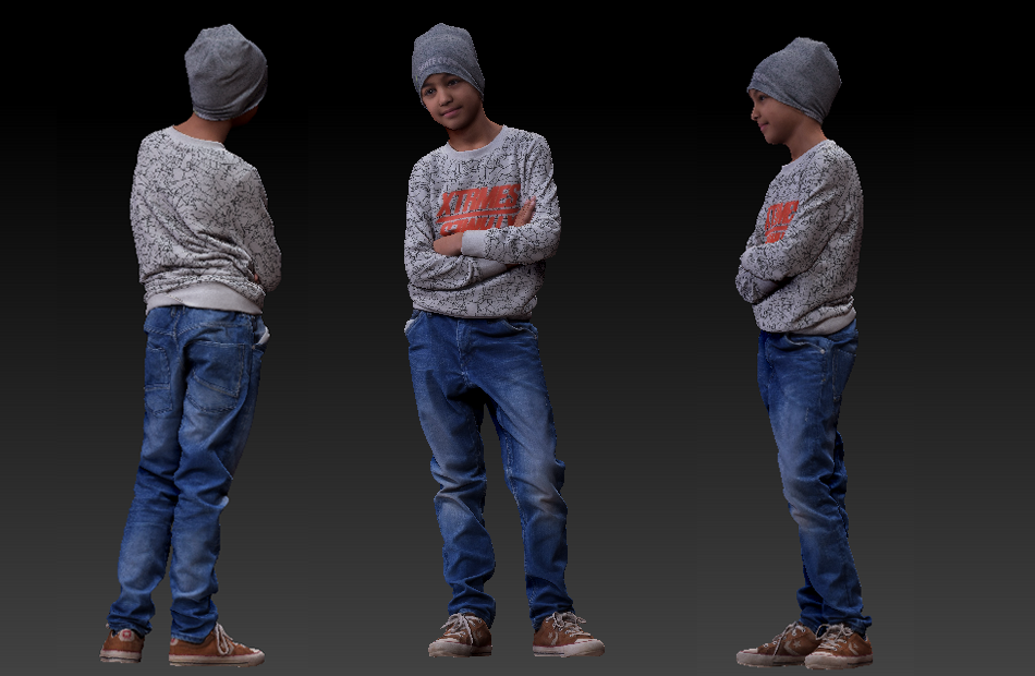 3D People-戴帽子插手小男孩3d扫描人物模型下载插图