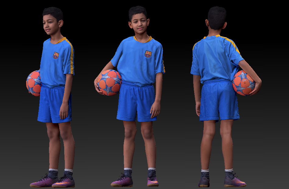 足球小男孩站立姿势pose动作3d扫描人物模型下载插图