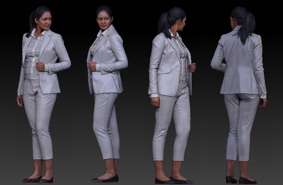 西装女白领职业装女性人物3d扫描模型下载插图
