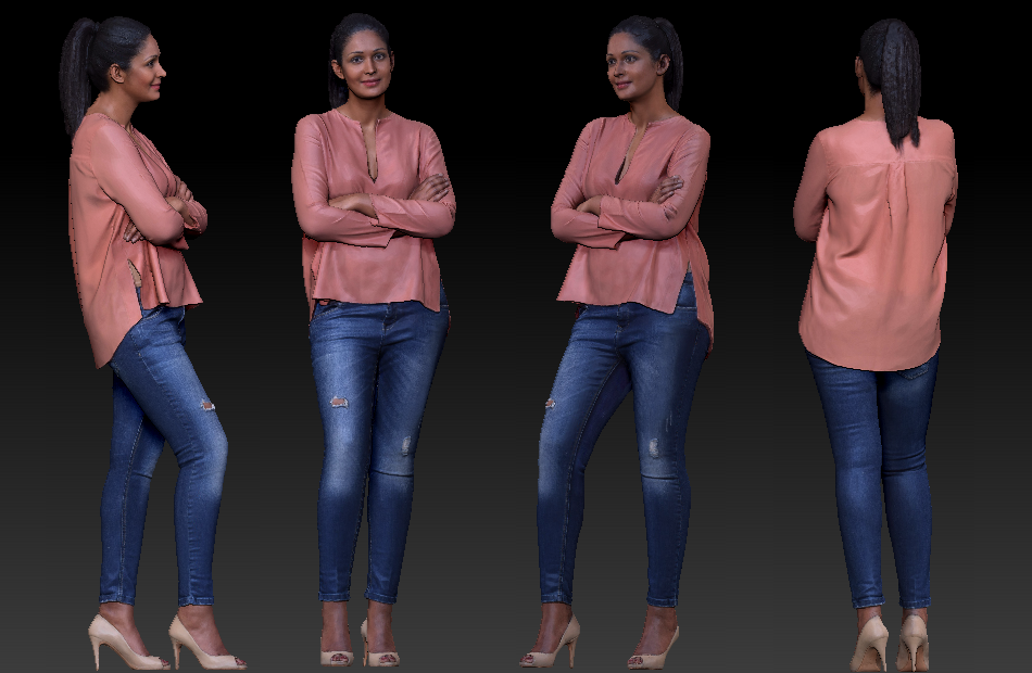 休闲装印度美女写实女人3d扫描人物模型下载插图