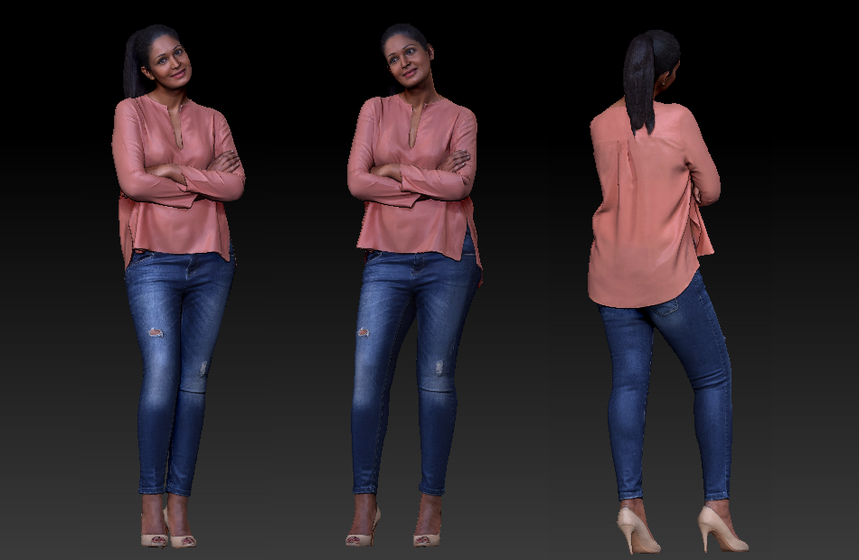 休闲装印度美女写实女人3d扫描人物模型下载插图