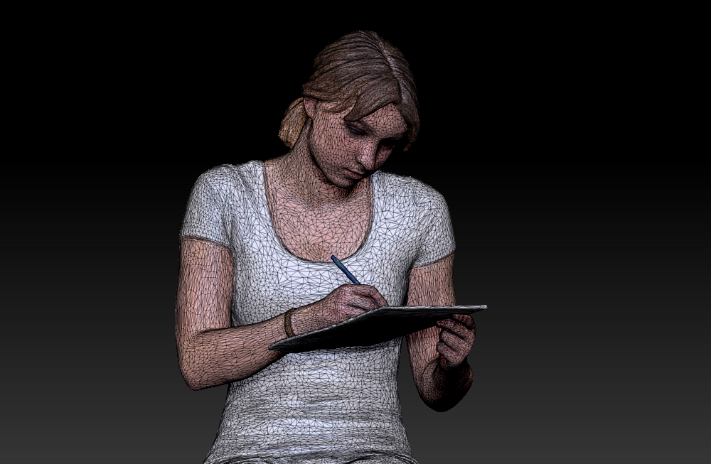 办公人物-喝咖啡女孩+写字的女人3d扫描写实人物模型下载插图1