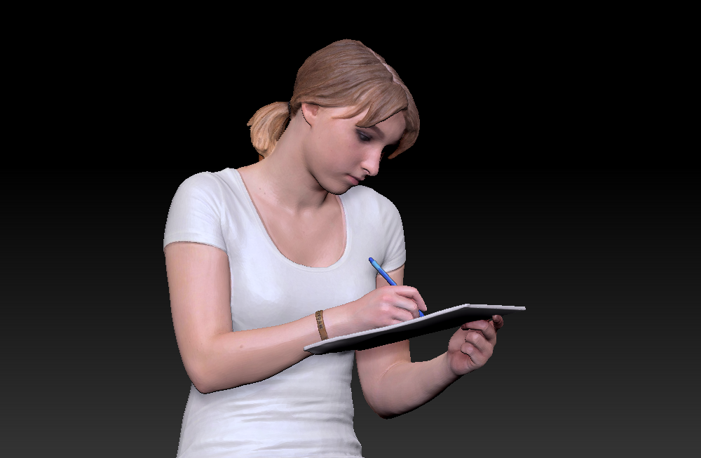办公人物-喝咖啡女孩+写字的女人3d扫描写实人物模型下载插图2