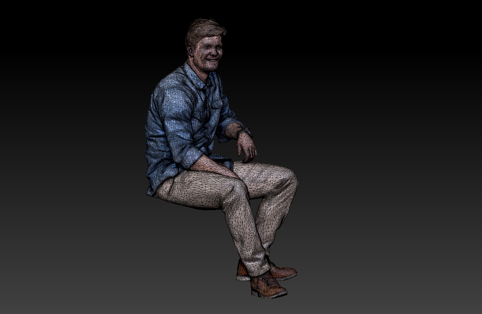 牛仔衣男孩Denim boy坐着的男人3d扫描人物模型下载插图3