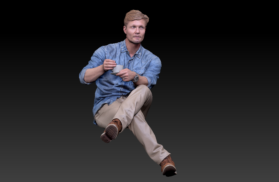 喝咖啡的男人Coffee man写实人物3d扫描模型下载插图2